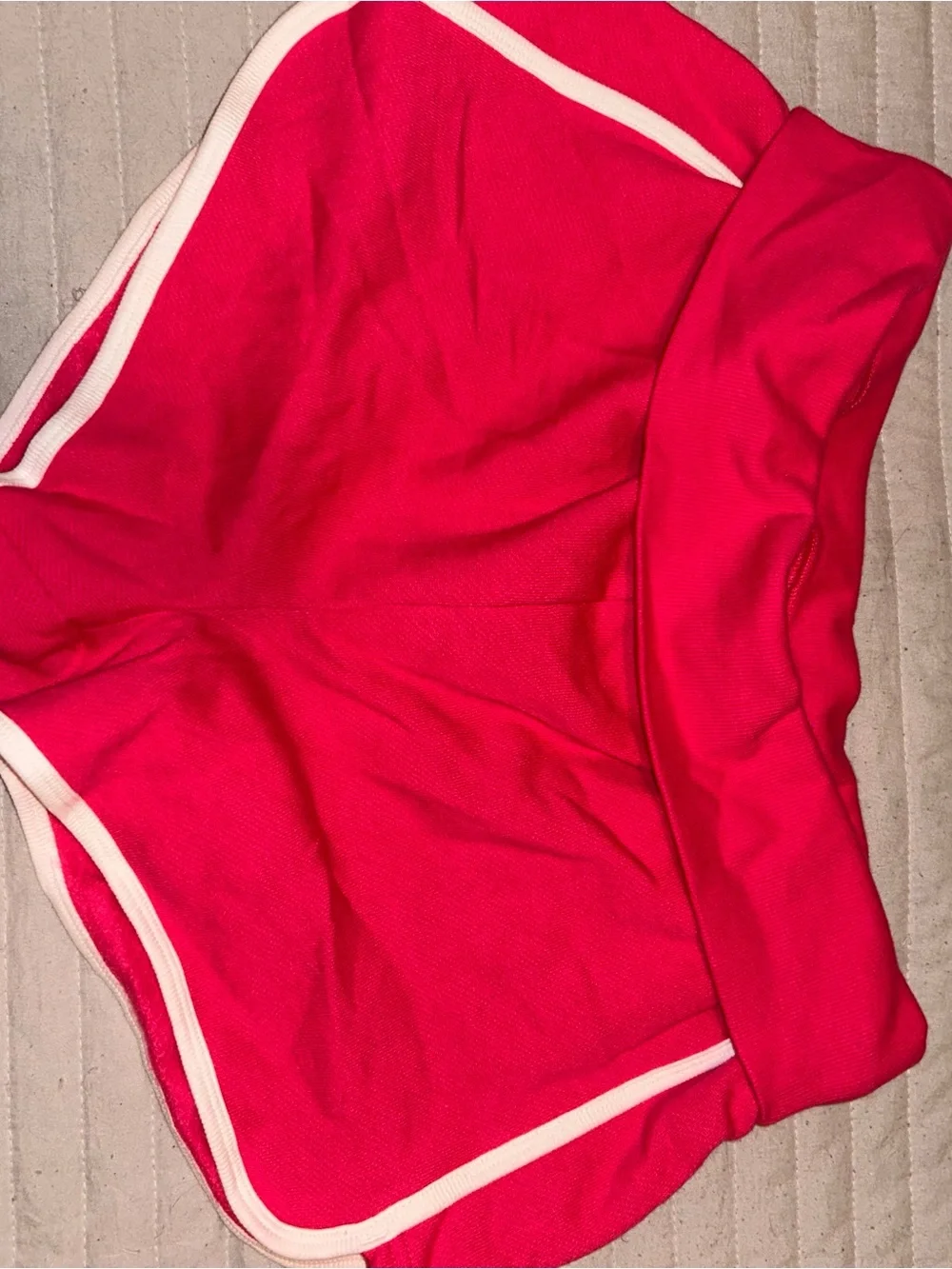PINK Victoria's Secret Hot Pink Logo Fleece Foldover Shorts - Picture 2 of 3
